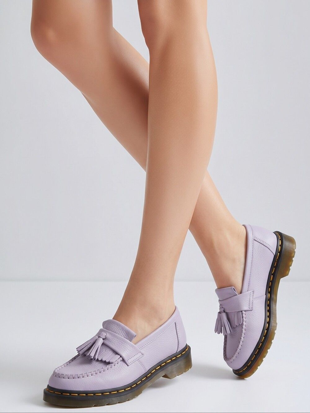 🩵NIB Dr. Martens Frosted Lavender Adrian Virginia Leather Tassle Loafers Size 8